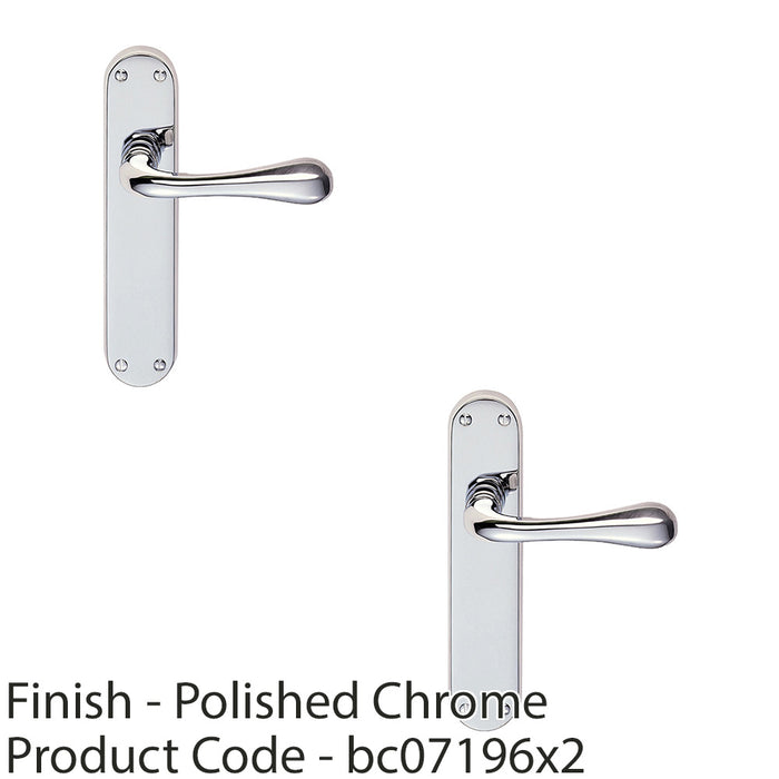 2 PACK Rounded Flaired Internal Latch Door Handle Polished Chrome On Backplate 1