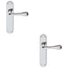 2 PACK Rounded Flaired Internal Latch Door Handle Polished Chrome On Backplate