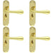 4 PACK Rounded Flaired Bathroom Latch Door Handle Polished Brass Lever Backplate