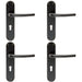 4 PACK Rounded Sleek Latch & Lock Door Handle Matt Black Lever On Backplate