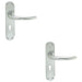 2 PACK Rounded Sleek Latch & Lock Door Handle Satin Chrome Lever On Backplate