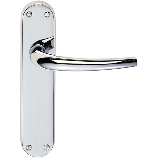 Rounded Sleek Internal Latch Door Handle - Polished Chrome Lever On Backplate