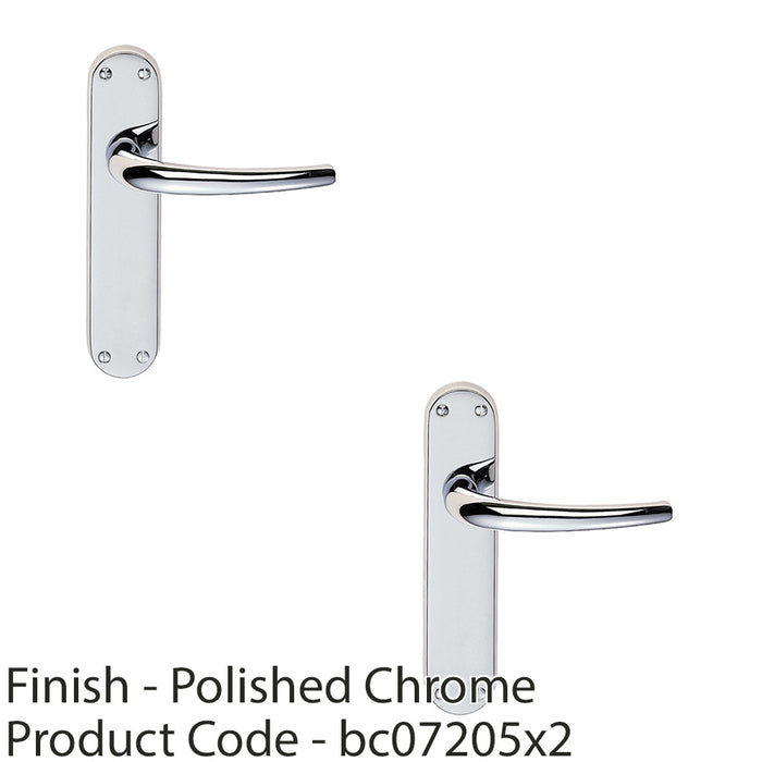 2 PACK Rounded Sleek Internal Latch Door Handle Polished Chrome Lever Backplate 1