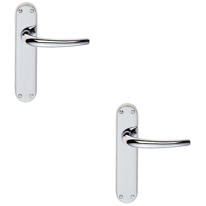 2 PACK Rounded Sleek Internal Latch Door Handle Polished Chrome Lever Backplate