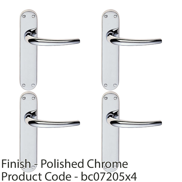 4 PACK Rounded Sleek Internal Latch Door Handle Polished Chrome Lever Backplate 1