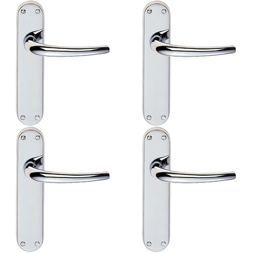 4 PACK Rounded Sleek Internal Latch Door Handle Polished Chrome Lever Backplate