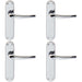 4 PACK Rounded Sleek Internal Latch Door Handle Polished Chrome Lever Backplate