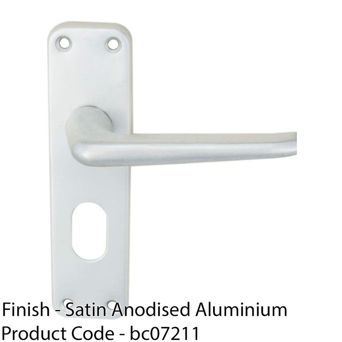 Rounded Contract Latch & Lock Door Handle - Satin Aluminium Lever On Backplate 1