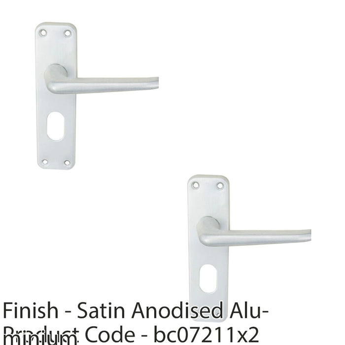 2 PACK Rounded Contract Latch & Lock Door Handle Satin Aluminium Lever Backplate 1