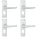 4 PACK Rounded Contract Latch & Lock Door Handle Satin Aluminium Lever Backplate