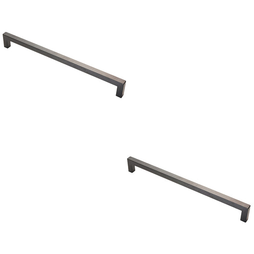 2 PACK Mitred Square Bar Pull Handle Matt Black 450mm Centres D Type Door Drawer