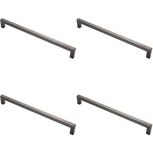 4 PACK Mitred Square Bar Pull Handle Matt Black 450mm Centres D Type Door Drawer