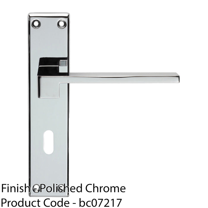 PAIR Flat Straight Lever On Lock Backplate Door Handle 180x40mm Polished Chrome 1