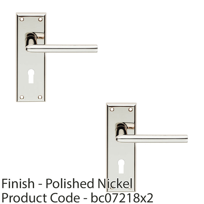 2x PAIR Rounded Lever On Lock Backplate Door Handle 150 x 50mm Polished Nickel 1