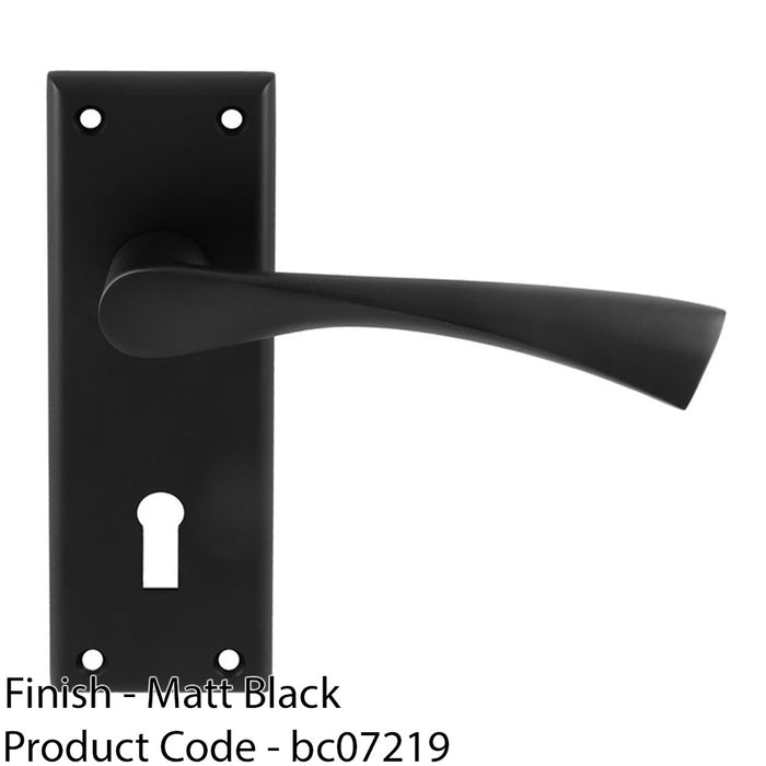 PAIR Angular Lever On Lock Backplate Door Handle 150 x 50mm Matt Black 1