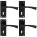 4 PACK PAIR Angular Lever On Lock Backplate Door Handle 150 x 50mm Matt Black