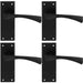 4 PACK PAIR Angular Lever On Latch Backplate Door Handle 150 x 50mm Matt Black