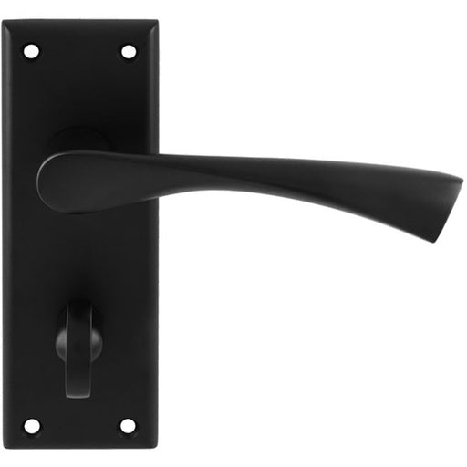 PAIR Angular Lever On Bathroom Backplate Door Handle 150 x 50mm Matt Black