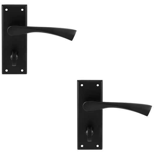 2x PAIR Angular Lever On Bathroom Backplate Door Handle 150 x 50mm Matt Black