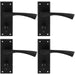 4x PAIR Angular Lever On Bathroom Backplate Door Handle 150 x 50mm Matt Black