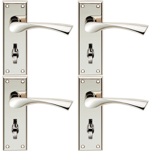 4x PAIR Angular Lever Bathroom Backplate Door Handle 150 x 50mm Polished Nickel