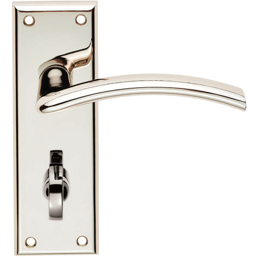 PAIR Arched Lever On Bathroom Backplate Door Handle 150 x 50mm Polished Nickel