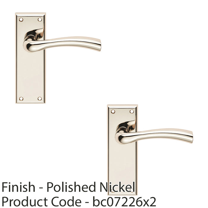 2x PAIR Chunky Curved Tapered Handle On Latch Backplate 150x50mm Polished Nickel 1