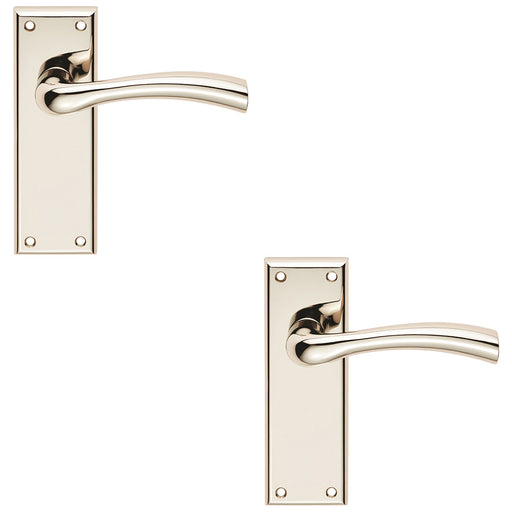 2x PAIR Chunky Curved Tapered Handle On Latch Backplate 150x50mm Polished Nickel