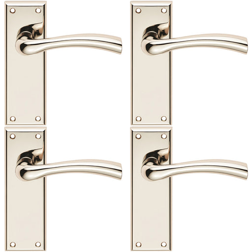 4x PAIR Chunky Curved Tapered Handle Latch Backplate 150 x 50mm Polished Nickel