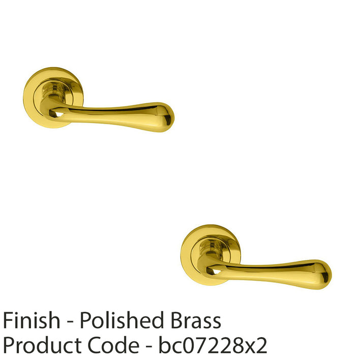 2 PACK Concealed Door Handle Set Polished Brass Lever On Round Rose Rotund End 1