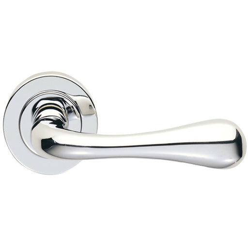 Concealed Door Handle Set - Polished Chrome Lever On Round Rose Rotund End