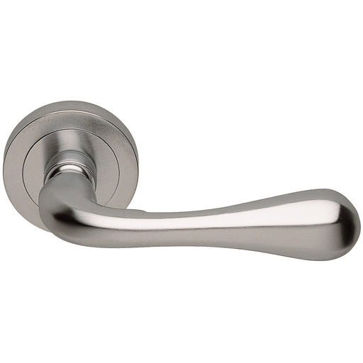 Concealed Door Handle Set - Satin Chrome Lever On Round Rose Rotund End