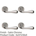 4 PACK Concealed Door Handle Set Satin Chrome Lever On Round Rose Rotund End 1