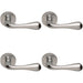 4 PACK Concealed Door Handle Set Satin Chrome Lever On Round Rose Rotund End