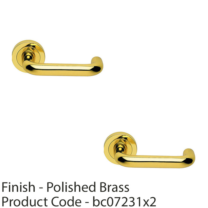 2 PACK Premium Concealed Door Handle Set Polished Brass On Round Rose Curve Bar 1