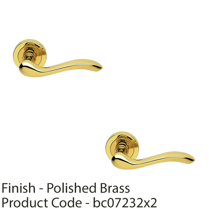 2 PACK Premium Concealed Door Handle Set Polished Brass Lever Round Rose Scroll 1