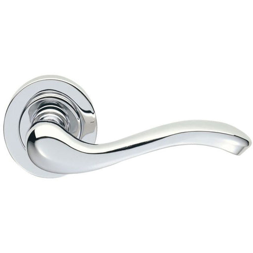 Premium Concealed Door Handle Set - Polished Chrome Lever On Round Rose Scroll