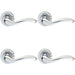 4 PACK Premium Concealed Door Handle Set Polished Chrome Lever Round Rose Scroll