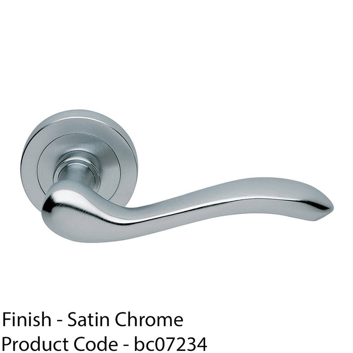 Premium Concealed Door Handle Set - Satin Chrome Lever On Round Rose Scroll 1