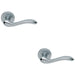 2 PACK Premium Concealed Door Handle Set Satin Chrome Lever On Round Rose Scroll