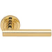 Premium Concealed Door Handle Set - Polished Brass Straight Lever On Round Rose