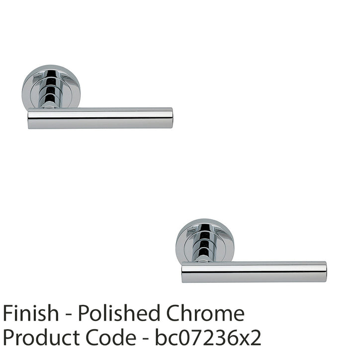 2 PACK Premium Concealed Door Handle Set Polished Chrome Straight On Round Rose 1