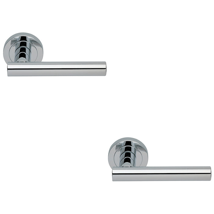 2 PACK Premium Concealed Door Handle Set Polished Chrome Straight On Round Rose