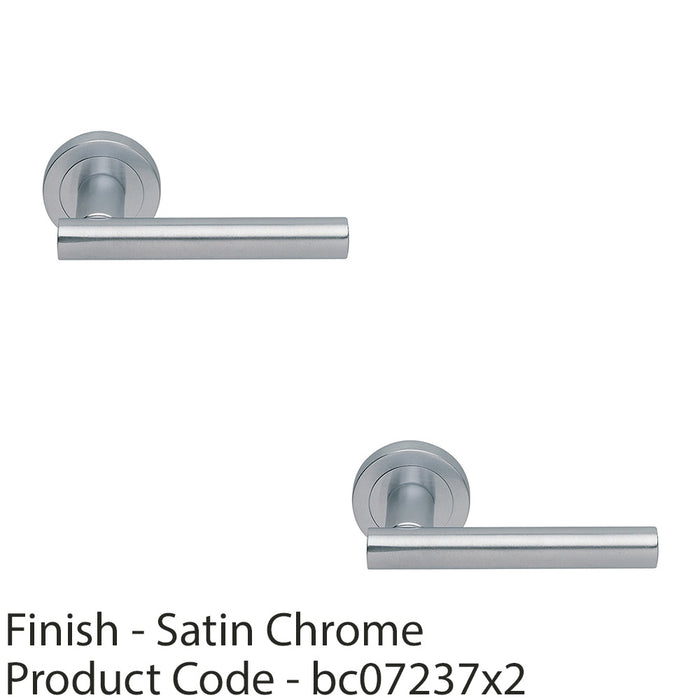 2 PACK Premium Concealed Door Handle Set Satin Chrome Straight Lever Round Rose 1