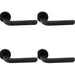 4 PACK Premium Art Deco Door Handle Set Matt Black Reeded Lever On Round Rose