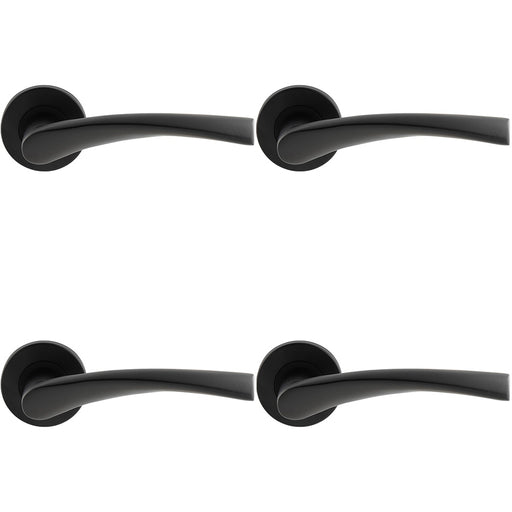 4 PACK PAIR Twisted Angular Design Handle On Round Rose Concealed Fix Matt Black