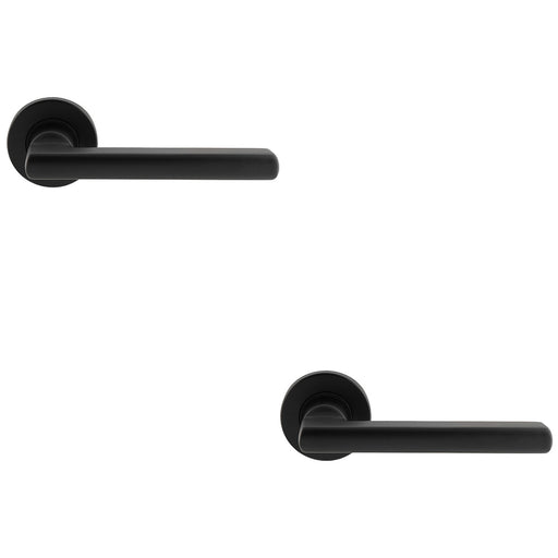 2x PAIR Straight Smooth Round Bar Handle On Round Rose Concealed Fix Matt Black