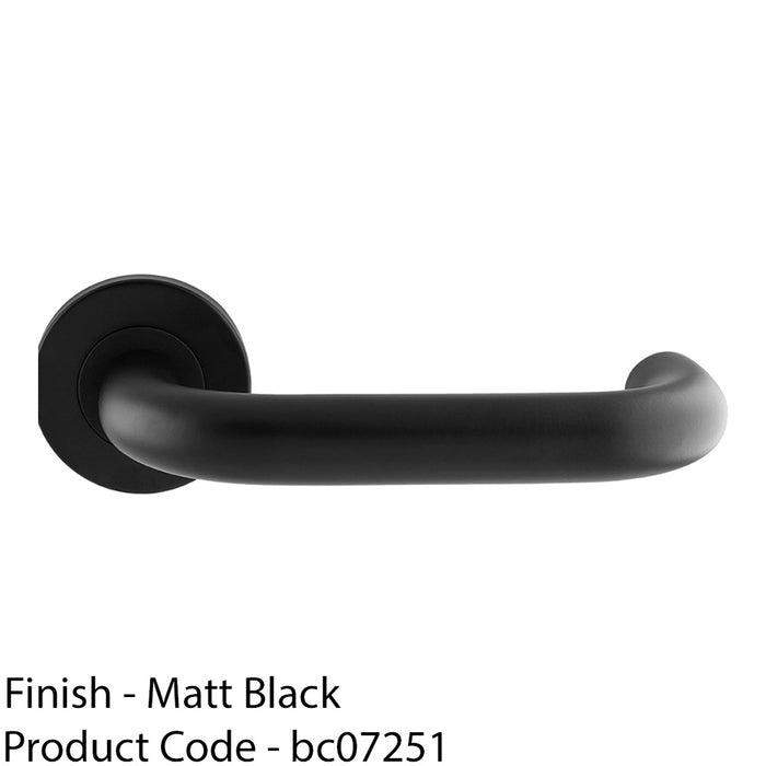 Pair 19mm Round Bar Safety Handle On Round Rose Concealed Fix Matt Black 1