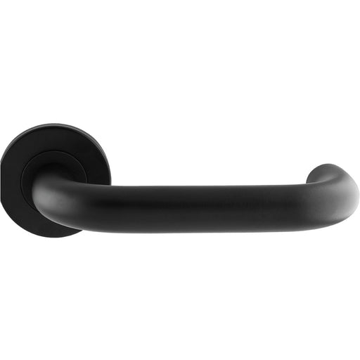 Pair 19mm Round Bar Safety Handle On Round Rose Concealed Fix Matt Black