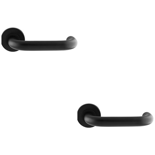 2 PACK Pair 19mm Round Bar Safety Handle On Round Rose Concealed Fix Matt Black